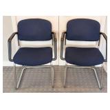 UL - Blue Office Chairs Pair - Chrome Cantilever Frames
