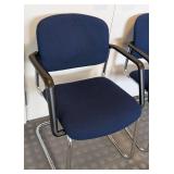 UL - Blue Office Chairs Pair - Chrome Cantilever Frames