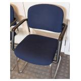 UL - Blue Office Chairs Pair - Chrome Cantilever Frames