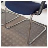 UL - Blue Office Chairs Pair - Chrome Cantilever Frames