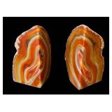 LB - Polished Banded Agate Bookends - Chalcedony Pair