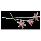 UL - Art Glass Flower Stems (Lot of 3) - Pink Speckled Glass