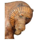 UL - Vintage Shanghai Handicrafts Macabo Wicker Monkey Sculpture With Baby