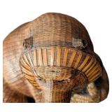 UL - Vintage Shanghai Handicrafts Macabo Wicker Monkey Sculpture With Baby