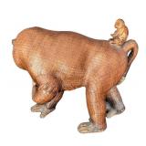 UL - Vintage Shanghai Handicrafts Macabo Wicker Monkey Sculpture With Baby