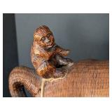 UL - Vintage Shanghai Handicrafts Macabo Wicker Monkey Sculpture With Baby
