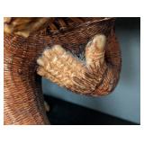 UL - Vintage Shanghai Handicrafts Macabo Wicker Monkey Sculpture With Baby