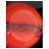 UL - Unsigned Art Glass Vase - Bright Orange-Red With Clear Twist Edge