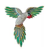 K - Large Rhinestone & Enamel Parrot Brooch