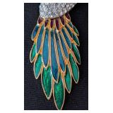K - Large Rhinestone & Enamel Parrot Brooch