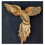 K - Large Rhinestone & Enamel Parrot Brooch