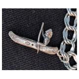 K - Sterling Silver Charm Bracelet - 7.5 in Long with Travel & Landmark Charms