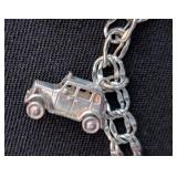 K - Sterling Silver Charm Bracelet - 7.5 in Long with Travel & Landmark Charms