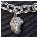 K - Sterling Silver Charm Bracelet - 7.5 in Long with Travel & Landmark Charms