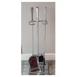 LR - Chrome Fireplace Tool Set With Stand