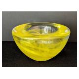 UL - Kosta Boda Atoll Votive Holder - Yellow Swirl Glass