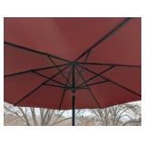 P - 8ft Red Patio Umbrella with Stand - Outdoor Deck Shade
