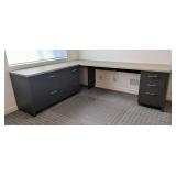 LB - Dark Gray L-Shaped Office Desk - 91 in L x 75 in W x 25 in D, 29 in H