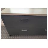 LB - Dark Gray L-Shaped Office Desk - 91 in L x 75 in W x 25 in D, 29 in H