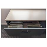 LB - Dark Gray L-Shaped Office Desk - 91 in L x 75 in W x 25 in D, 29 in H
