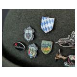 UL - Vintage Austrian Tyrolean Felt Hat - With Collectible Crest Pins