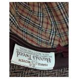 UL - MarkShale Vintage Hat - Brown Herringbone Tweed, Plaid Lining, Yellow Feather (Size 7)