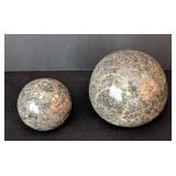 UL - Stone Paperweights - Pair of Polished Granite Spheres