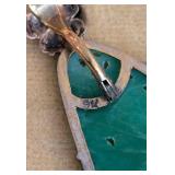 K - Vintage 9K Jade Drop Earrings with Floral Gold Caps - Carved Green Jade