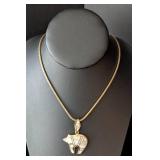 K - 14K Yellow Gold Bear Pendant on 20-Inch Chain
