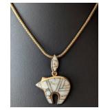 K - 14K Yellow Gold Bear Pendant on 20-Inch Chain