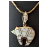 K - 14K Yellow Gold Bear Pendant on 20-Inch Chain