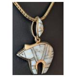 K - 14K Yellow Gold Bear Pendant on 20-Inch Chain