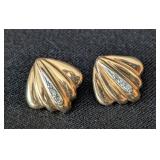 K - AV 14K Gold Diamond Clip-On Earrings