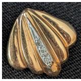 K - AV 14K Gold Diamond Clip-On Earrings