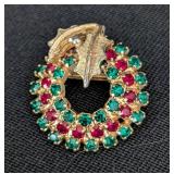 K - Christmas Brooches & Earrings (Tree, Wreath & Gift Box) (Lot of 4)