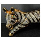 K - Three Animal Brooches Set - Zebra, Giraffe & Lion with Crystals