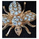 K - Gold Tone Bee Brooches with Clear Rhinestones (Lot of 2)