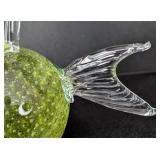 UL - Unsigned Green Glass Fish - Art Glass Sculpture