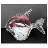 UL - Noslo Art Glass Fish, Pink/White/Blue Swirl Glass Sculpture