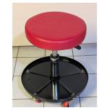 LLS - Rolling Work Stool - 17 in High, 12 in Seat, Red Vinyl, 4-Caster Base