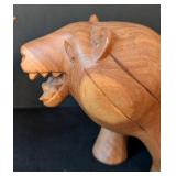 LB - Carved Wood Lion & Rhinoceros Figurines (Lot of 2)