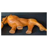 LB - Carved Wood Lion & Rhinoceros Figurines (Lot of 2)