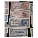LB - Japanese Government WWII Emergency Currency Collection - Pesos, Gulden, Shilling, Centavos