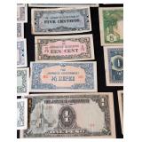 LB - Japanese Government WWII Emergency Currency Collection - Pesos, Gulden, Shilling, Centavos