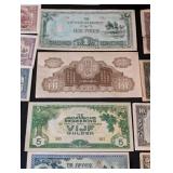 LB - Japanese Government WWII Emergency Currency Collection - Pesos, Gulden, Shilling, Centavos