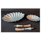 LB - Judith Knight Enamel Shell Bowls with Spreader Set (4-Piece) Handmade in India