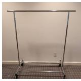 LLR - Chrome Rolling Clothing Rack - 42 in x 22 in Base, Height Adjustable
