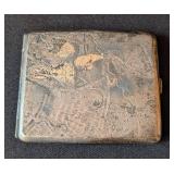 LB - Vintage Japanese Cigarette Case -Engraved Floral Landscape
