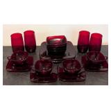 LLR - Cranberry Glass Dinnerware Set for Four -  Cups & Tumblers