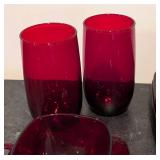 LLR - Cranberry Glass Dinnerware Set for Four -  Cups & Tumblers